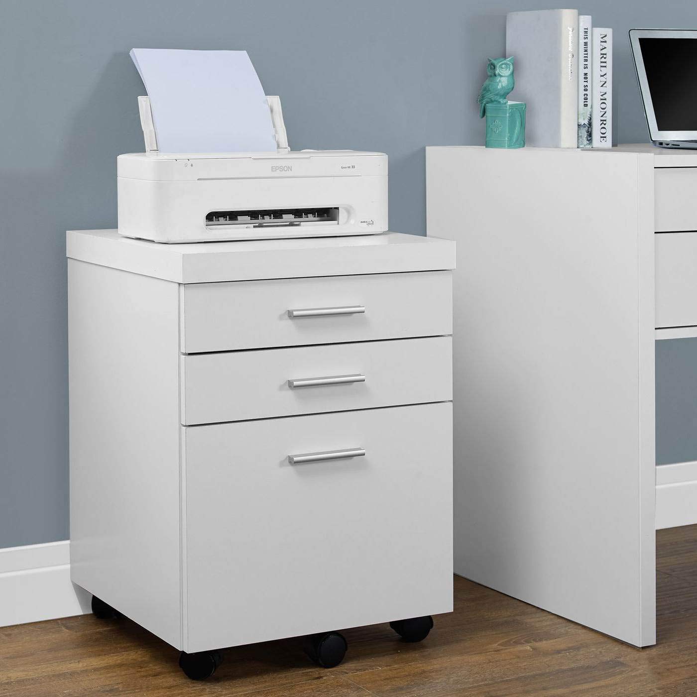 Amazon Com Monarch 3 Drawer Rolling Portable Filing Cabinet White 4 Pack Kitchen Dining