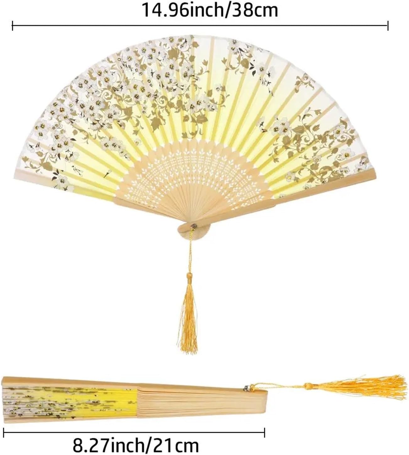 Retro Flower Pattern Home Decoration Elegant Folding Fan Painting Handheld Fan Dance Performance Props