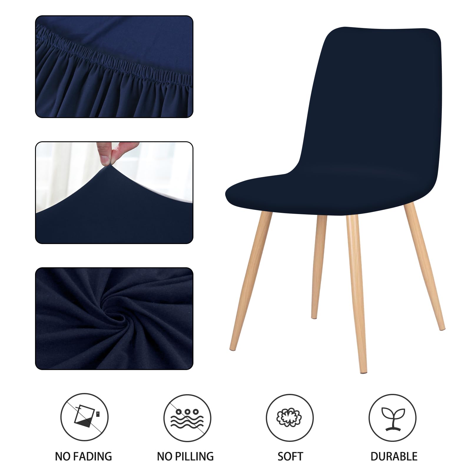 XGANGM Scandinave Housse de Chaises Salle à Manger Triangulaires 2/4 Pieces Extensible Dossier Couverture de Chaise Bureau Restaurant Moderne Triangle Couvre Chaise Cuisine,Denim Blue,4PCS