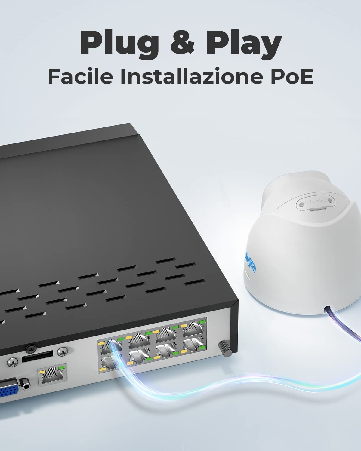 Reolink 4K Poe Kit Telecamere Videosorveglianza, Rilevamento di Uomo/Veicolo, NVR 8CH 2TB + 4X Telecamera Esterno, Visione Notturna IR 30m, Espandibile a 16TB, Impermeabile IP67, RLK8-800D4