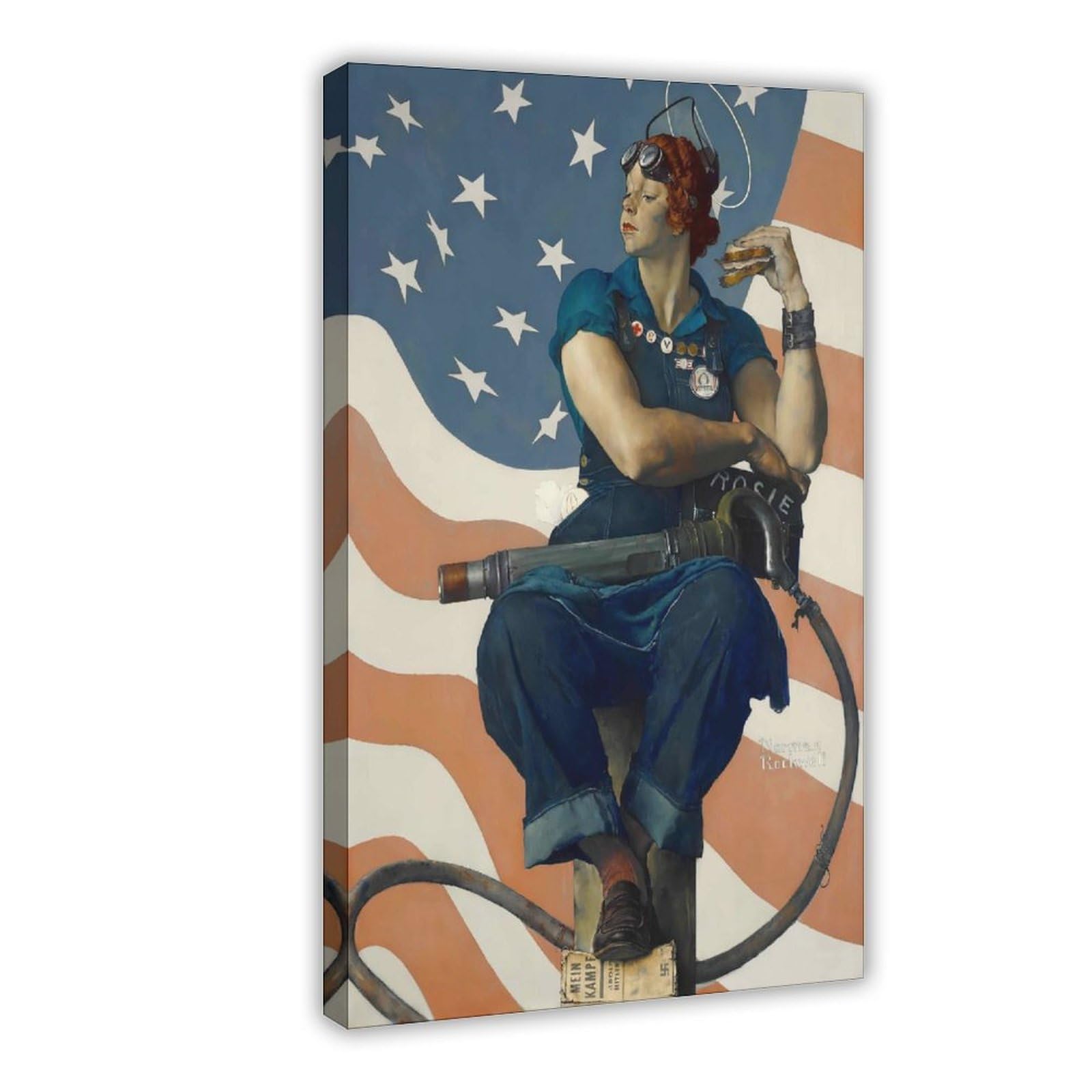 WCYB Rosie The Riveter by Norman Rockwell Posters Prints Canvas Deco Paintings Wall Art Frame 24" L X 36" W