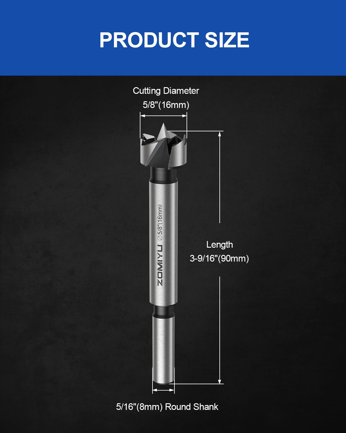 5/8" Forstner Drill Bit for Woodworking, 2-Pack Forstner Bit with Precision Multi-Tooth Design for Wood, Plywood, Plastic, Flat Bottom and Pocket Holes, Round Shank