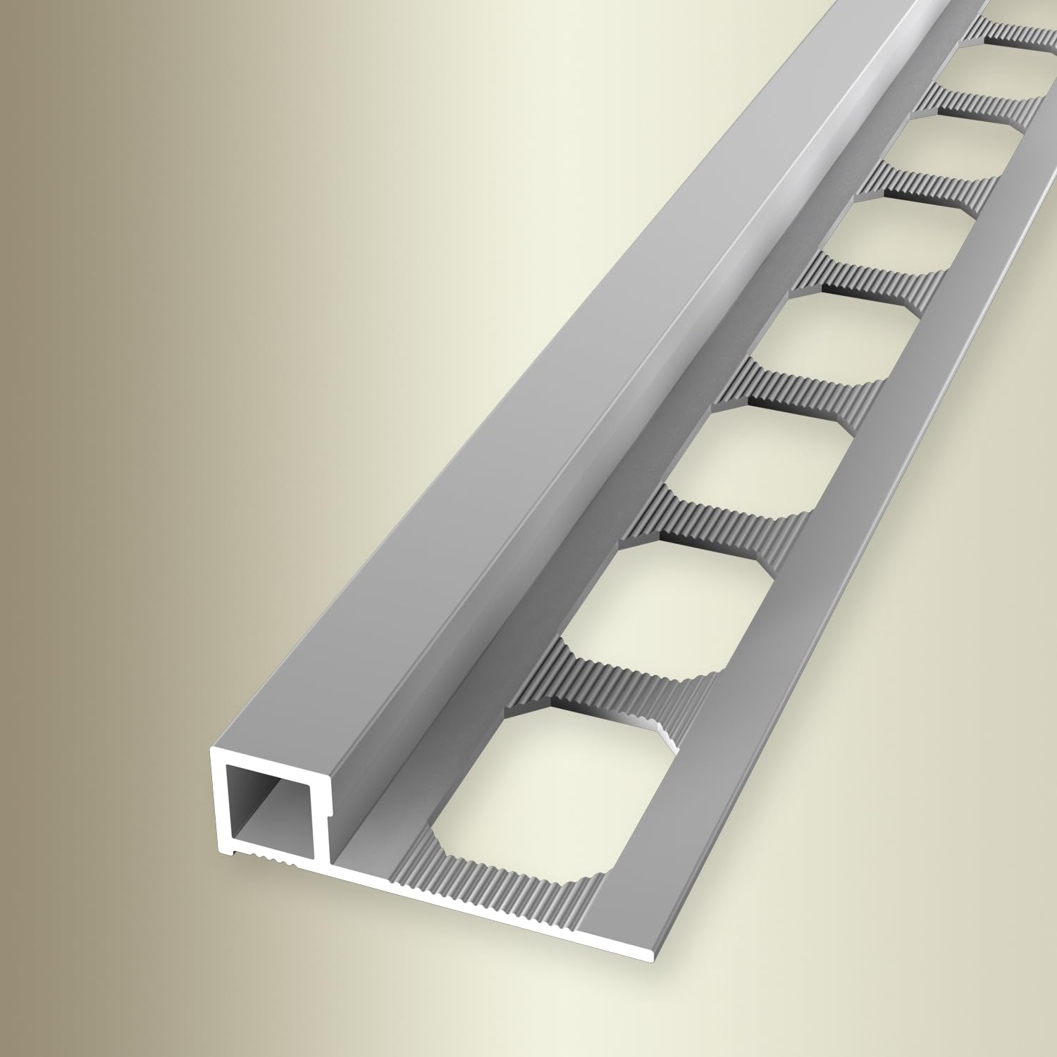 Randleistenprofil 9 x 31 x 2500 mm Einfasshöhe 9 mm Quadratprofil Aluminium Wandabschluss Geschlossen Gestanzt Metallprofil Silber Küberit