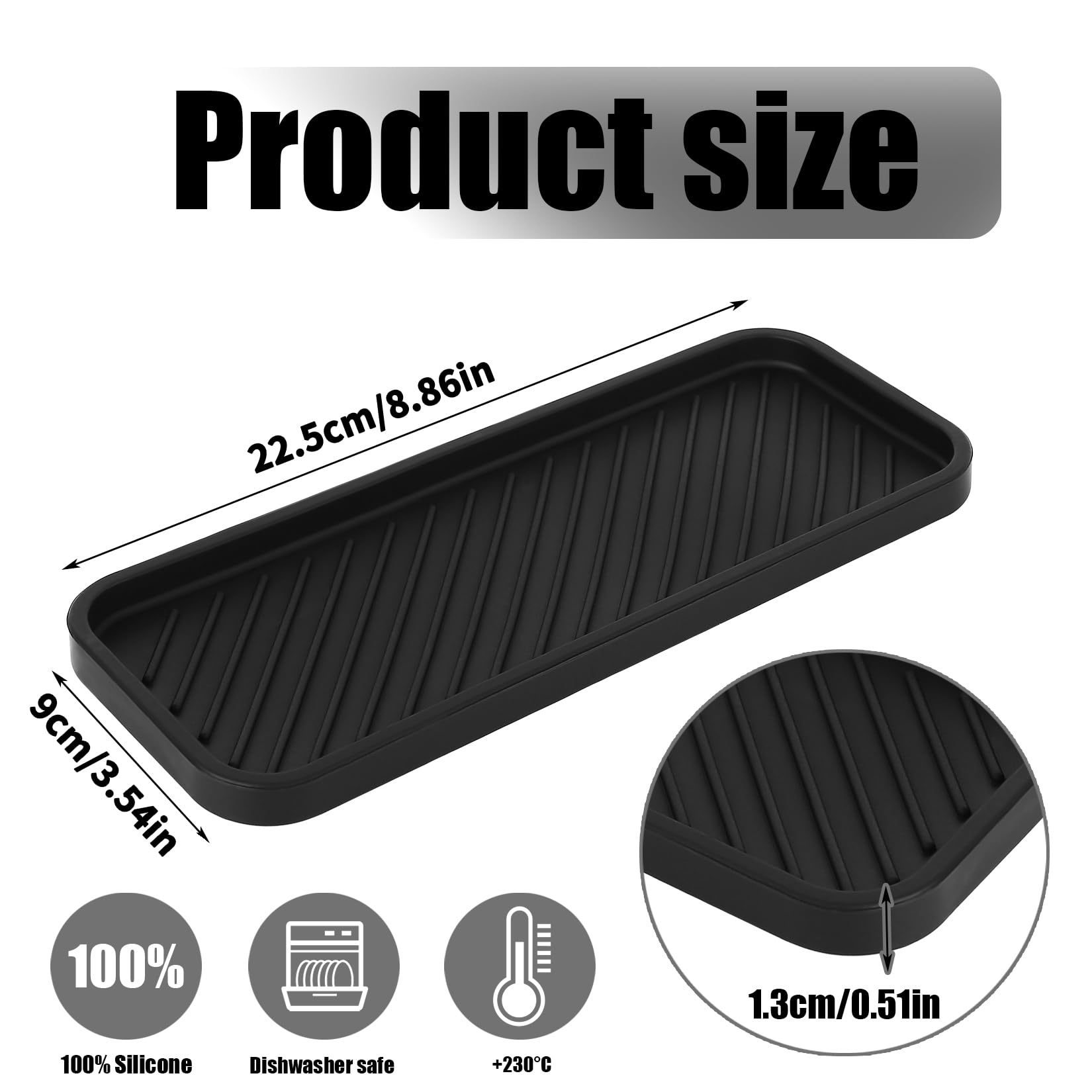 3 Portasapone In Silicone Con Beccuccio Di Scarico Per Cucina - Organizer Lavello Bianco - 2