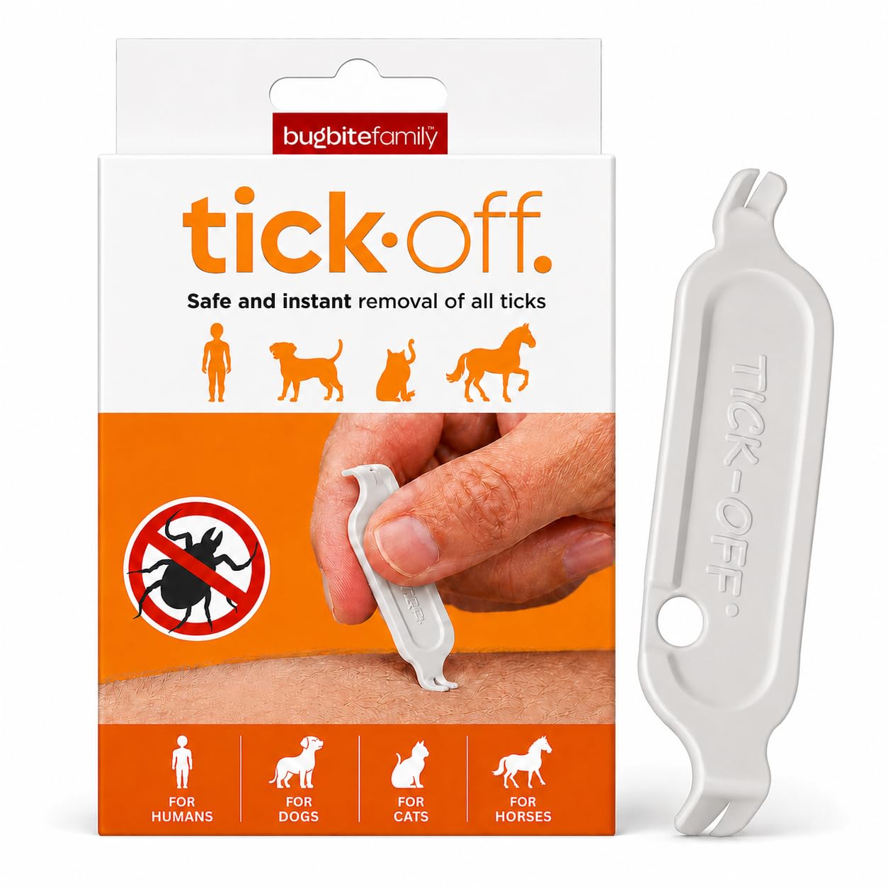 Pince à tiques brevetée pour l'homme - avec 2 Tailles de Crochets à tiques et poignée Ergonomique - Double Face - pour Chiens, Chats, Chevaux - Testé cliniquement - Paquet Unique (Blanc)…