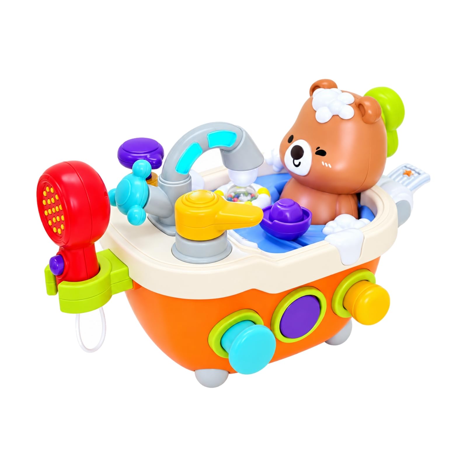 Giocattolo a Tema Orso con Vasca da Bagno Colorati Vasca da Bagno Giocattolo con Orso Resistenti Giochi Bagnetto per Bambini in età Prescolare, Viaggi
