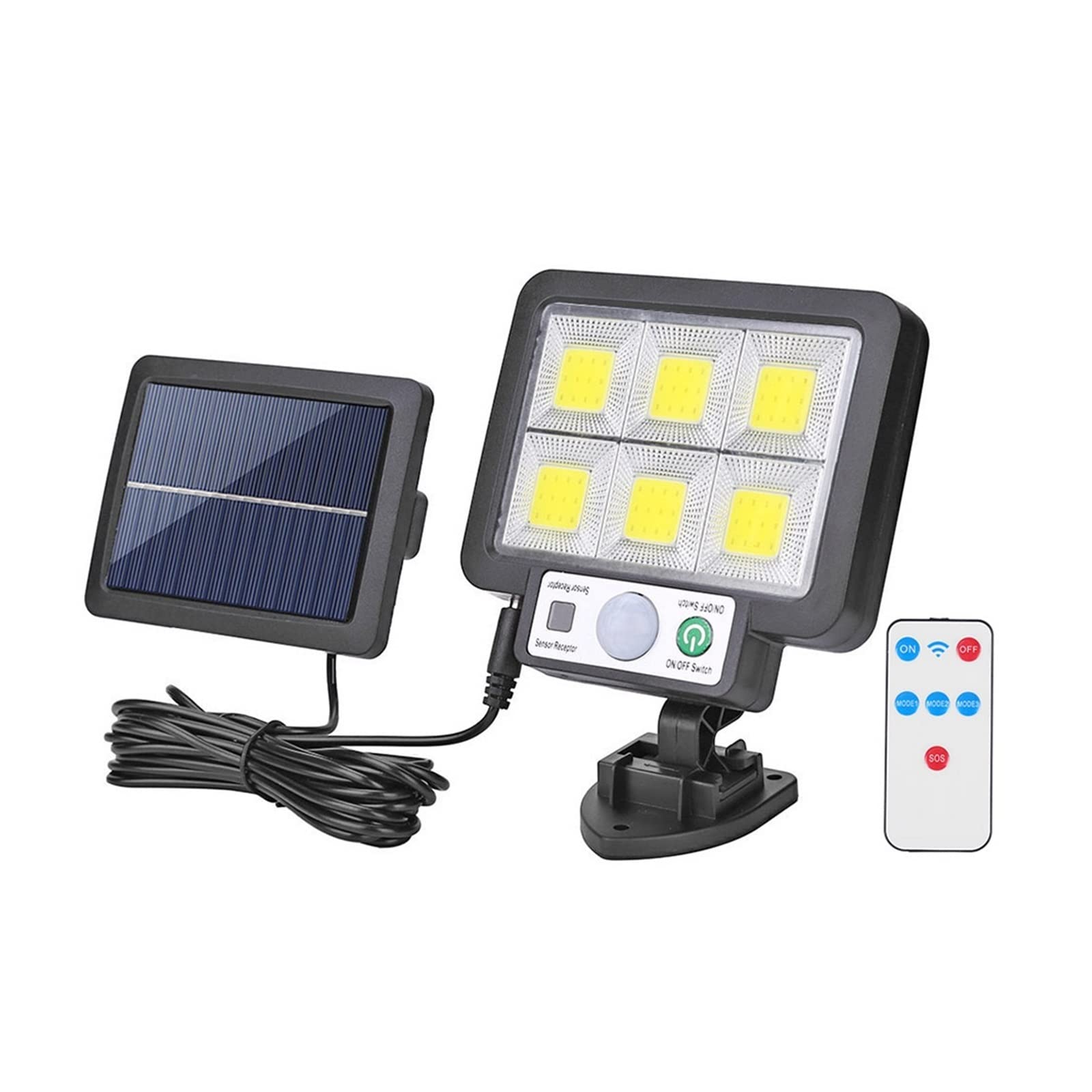 120/160COB Lampa Ścienna Zasilana Energią Słoneczną Zewnętrzna Lampa Z Czujnikiem Ruchu PIR 1/3 Tryby Wodoodporna Ściana Światła Bezpieczeństwa Uliczny Wystrój Ogrodu(72COB Control,1 Mode)