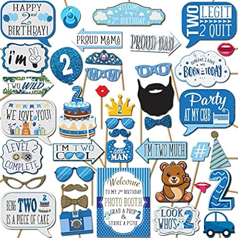 2nd Birthday Boy Photo Booth Props Cover