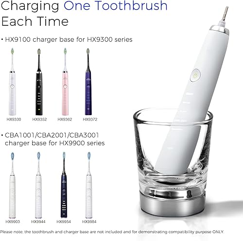 Miniatura 4 de Vaso de vidrio de carga de repuesto compatible con cepillo de dientes eléctrico Philips Sonicare HX9382 HX9360 HX9340 HX9900, cargador de repuesto