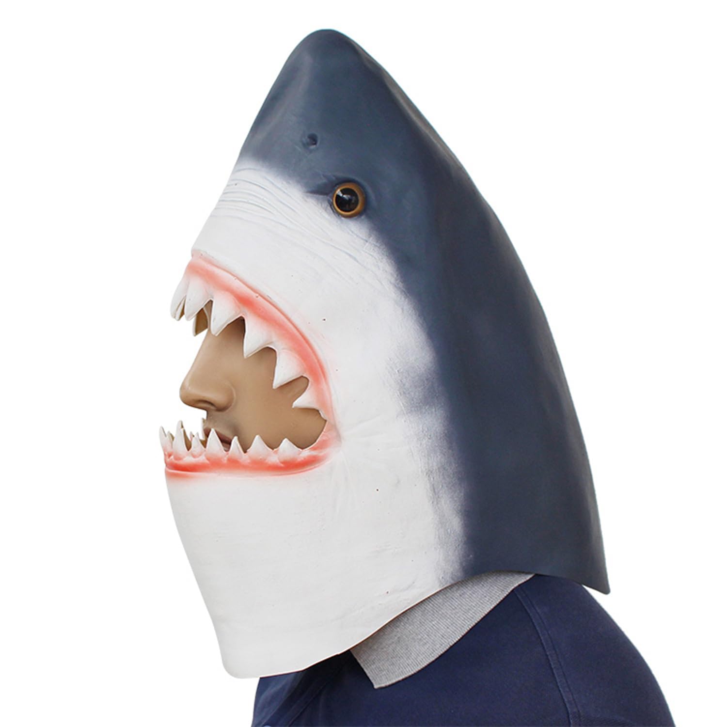 BRAVER LEMON Latex Shark Mask Halloween Novelty Fish Head Cover Festival Party Costume Performer Prop Animal Head Mask (Shark Head)