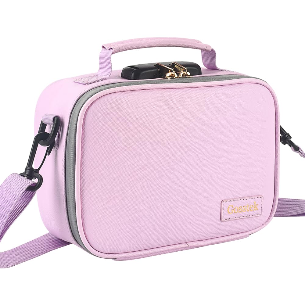 Pink Pu Leather Cosmetic Bag With Combination Lock Heavy Duty