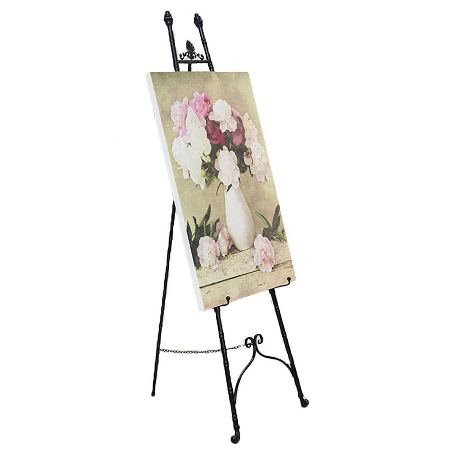 HADECOLL Wedding Easel,Exhibition Stand Poster Advertising Display Holder Wrought Iron Oil Floor Stand Indoor Tripod For Advertising Companies And Other Places,Black-120Cm
