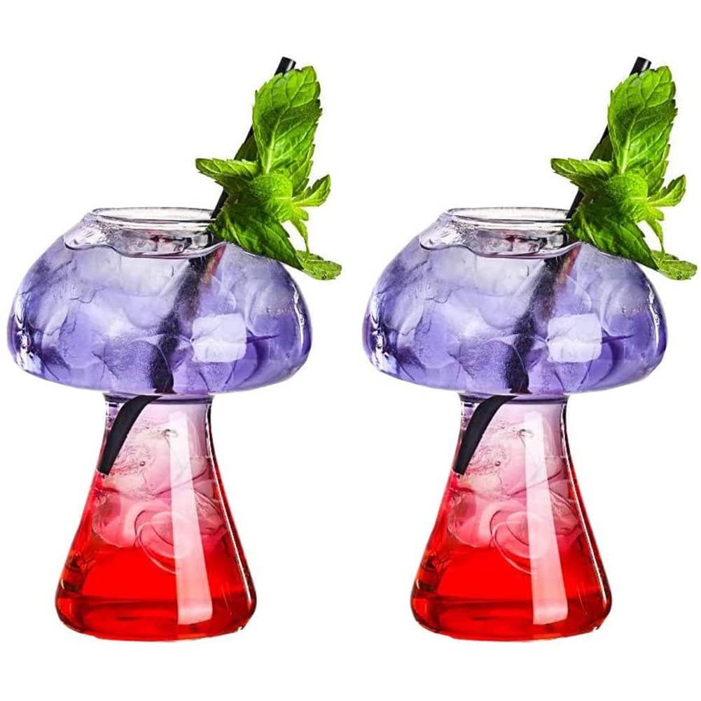 Ctzrzyt Mushroom Mushroom Glass Cup Set of 2 Clear Mushroom Drinks Cups