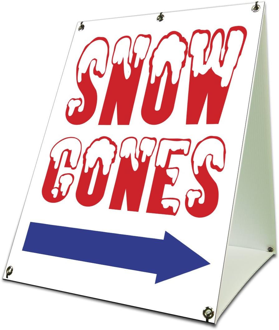 Snow Cones Sidewalk A Frame 18x24 Outdoor Concession Stand Retail Sign