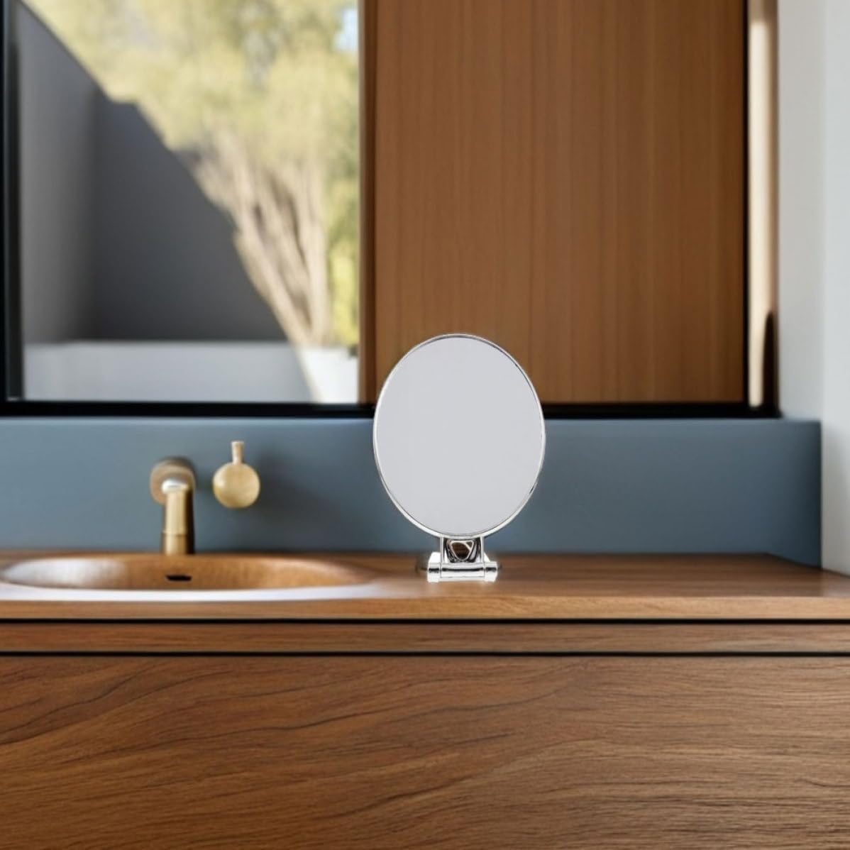 2pcs Double-Sided Vanity Mirror with Stand, Compact Folding Design Portable Handheld Makeup Mirrors for Grooming and Skincare, High-Definition Abs Surface image 4
