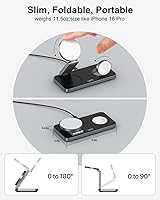 Vista 3 de Estación de carga inalámbrica plegable 3 en 1 para Apple compatible con soporte de cargador Magsafe, estación de carga inalámbrica magnética