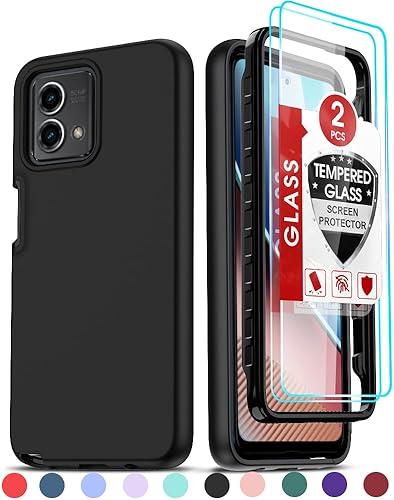 LeYi Funda para Moto G Stylus 5G 2023 Motorola Moto G Stylus 5G 2023 con 2 protectores de pantalla de vidrio templado, funda de silicona suave a