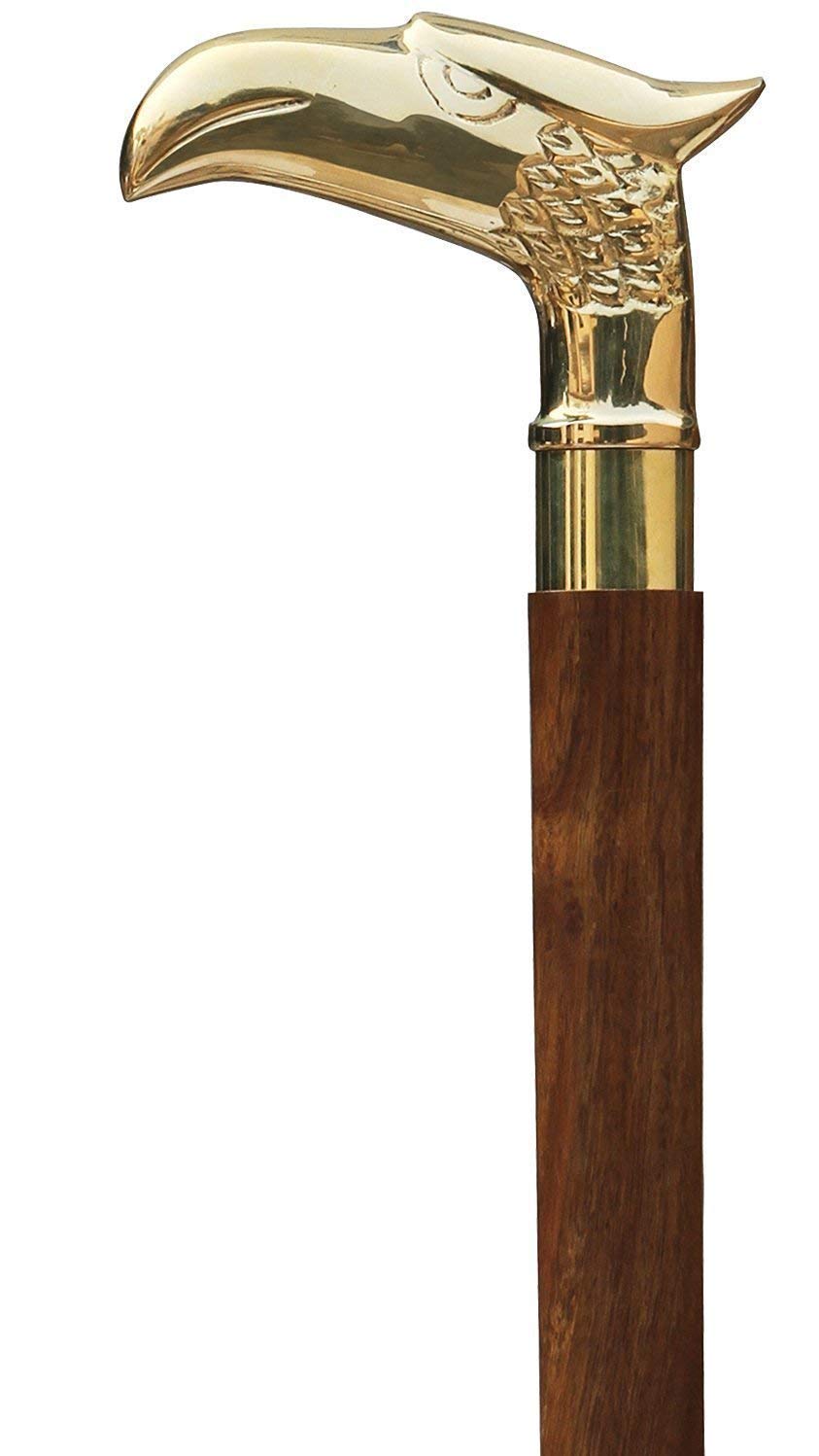 Nautical Vintage Antique Eagle Head Walking Cane Wooden Walking Stick Golden Brown Brass Gift for Unisex Handmade Vintage Solid Brass Eagle Handle Wooden Folding Brown Walking Stick Wood Walking Cane Unique Gift Material:- Brass & Wood Color:-Handle Shiny Golden Brass Wooden Canes Size:- 36" inch Long You can make a wonderful gift for your loved ones-image-36