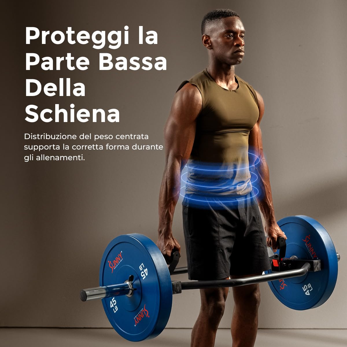 Sunny Health & Fitness Trap Bar Olimpica con Impugnature Girevoli