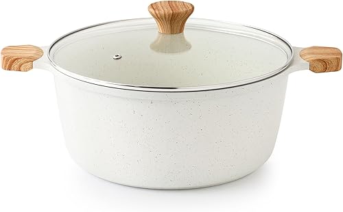 Miniatura 7 de SENSARTE Olla de cocina antiadherente con tapa, olla de 4.5 cuartos de galón con tapa de vidrio templado, olla de guisos con revestimiento de