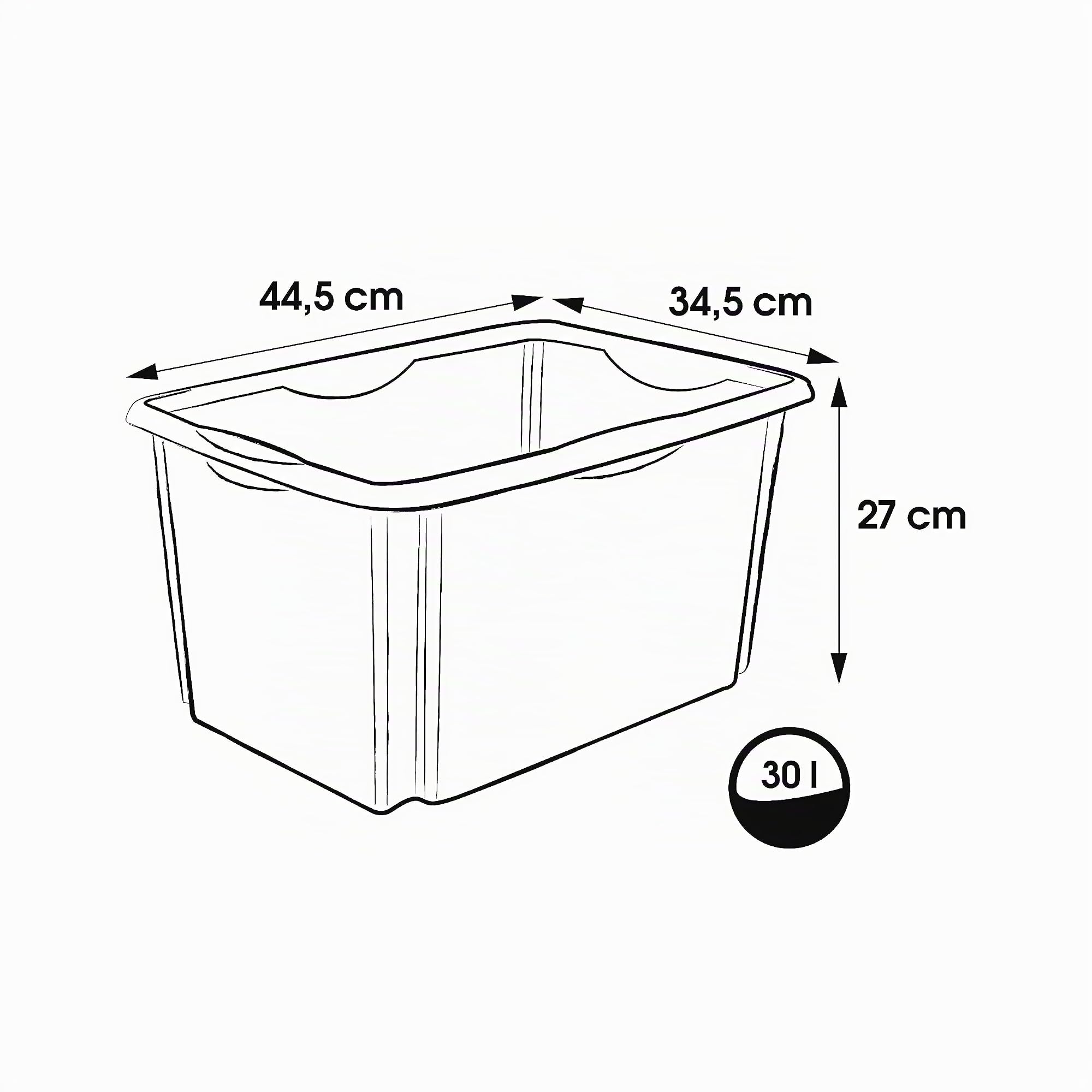 keeeper Boîte de Rangement avec Système d’Empilage, 44,5 x 34,5 x 27 cm, 30 L, Emil, Transparent