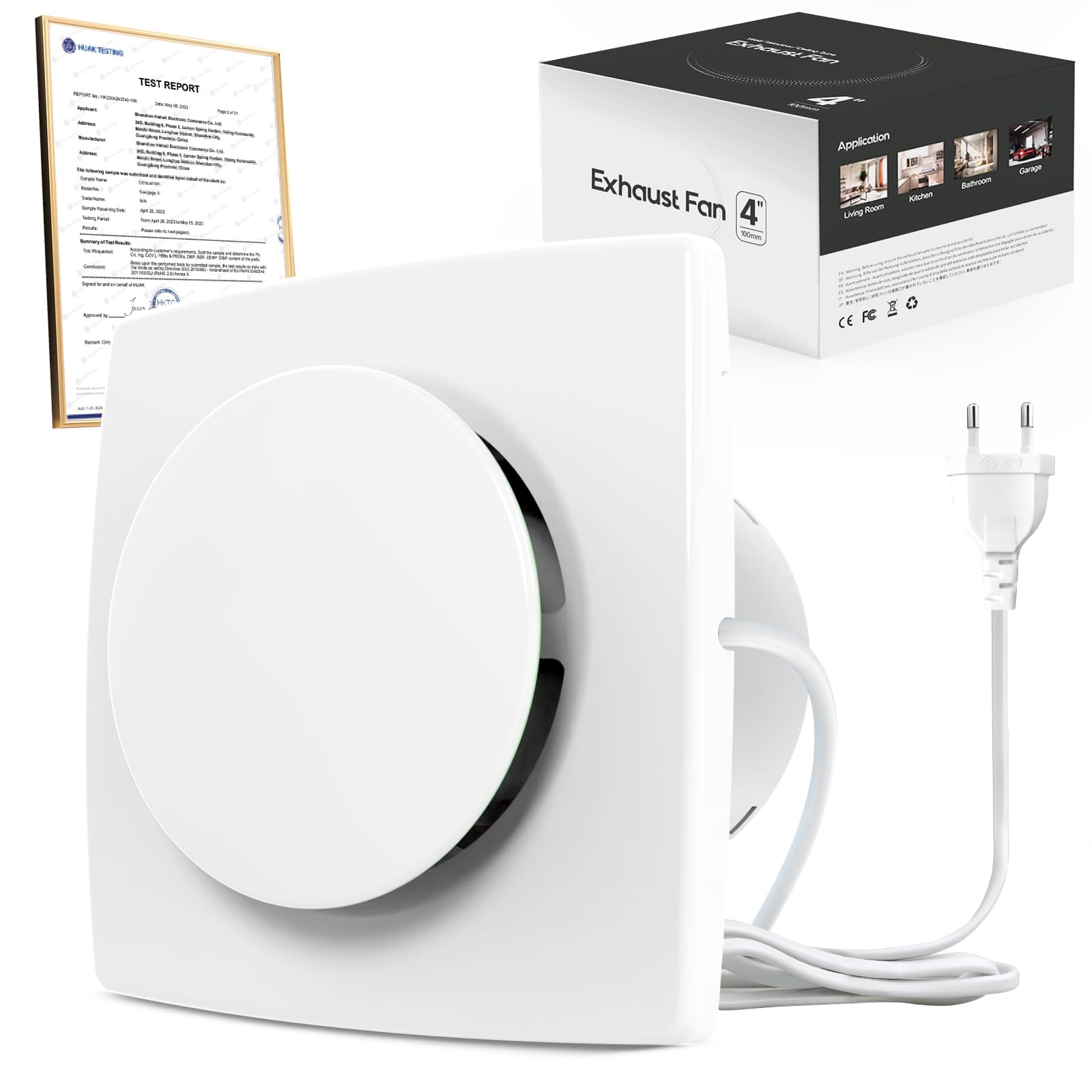 Extractor de Baño 100mm, Extractor de Aire Silencioso y Potente Mejorado,130m³/h IPX4 Ventilador Extractor de Aire, Ahorro Energético, Fácil de Instalar,Ideal para Baño, Cocina, Garaje, Sótano