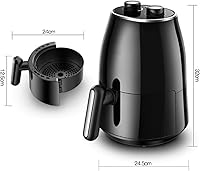 Vista 6 de Freidora de aire de 1.5L Freidora de aire caliente Freidoras de virutas de horno para uso doméstico Cesta antiadherente con control de doble perilla