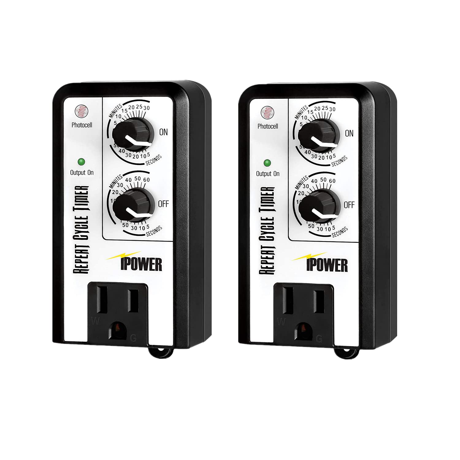 iPowerShort Period Repeat Intermittent Interval Timer 3 Cycle Mode for Day, Night, 24 Hour, 2-Pack