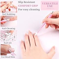 Vista 6 de 50 piezas de cortador de cutículas de uñas, limpiador de uñas de goma, cuchillo de cutícula con mango de plástico, doble extremo, tenedor de piel