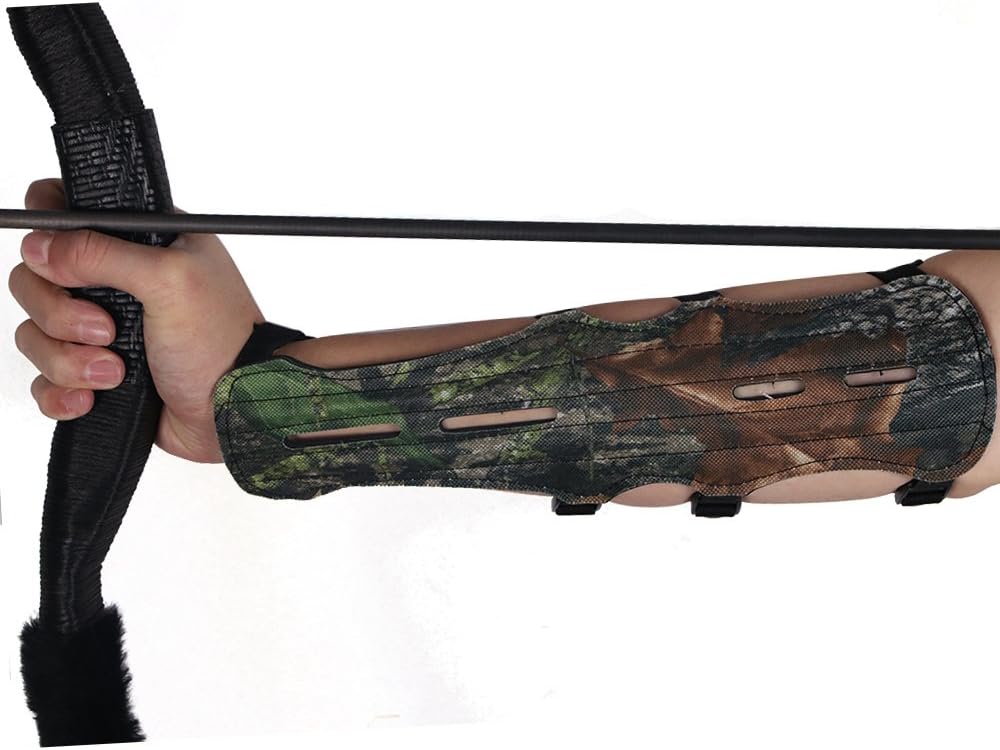 TOPARCHERY 12" Cow Leather Arm Guard Protector with 4 Adjustable Straps (Camouflage) : Sports & Outdoors