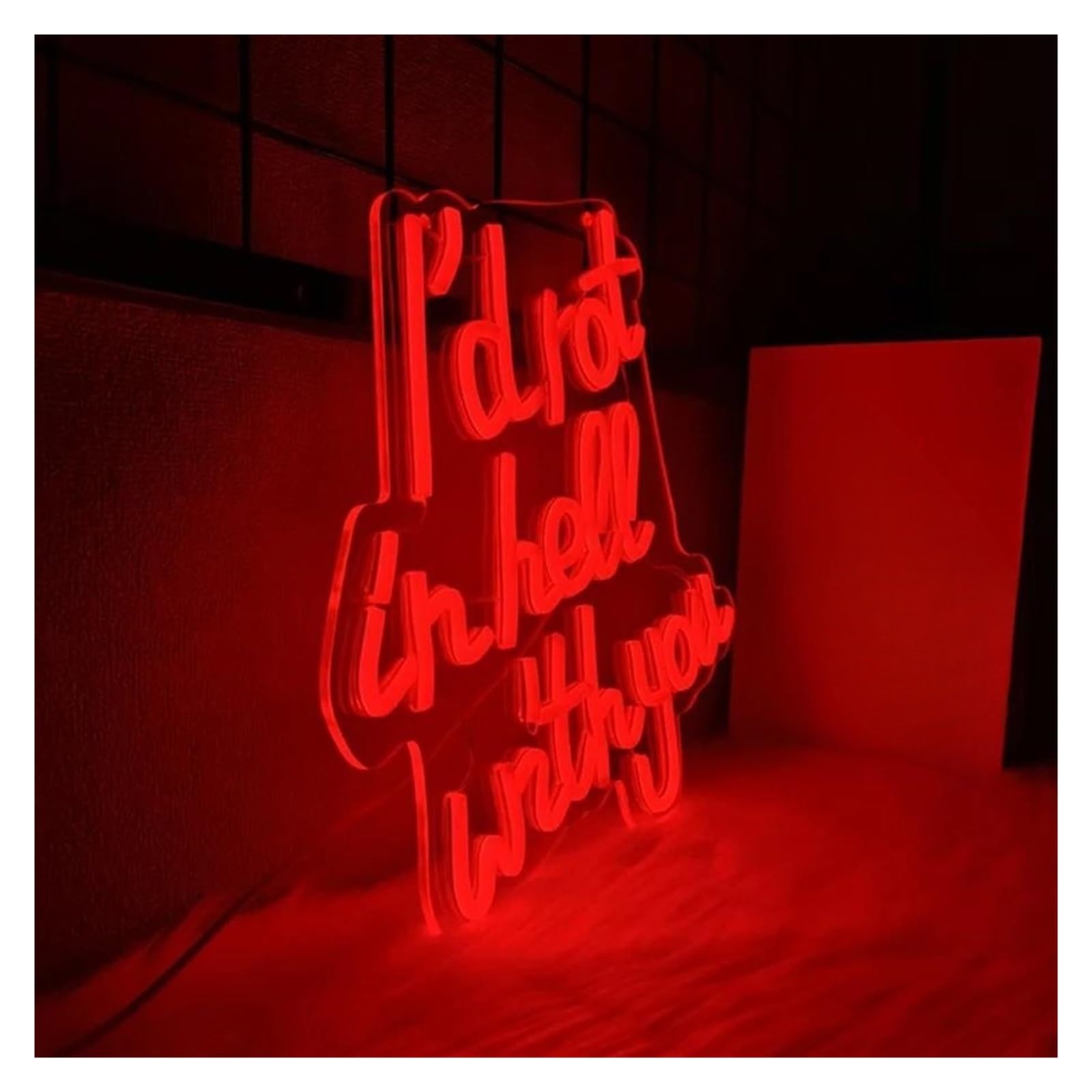 néon signe Enseigne Lumineuse I'D Rot In Hell With You Intensité Variable Alimentée Par USB Pour Fête, Maison, Bar, Club, Chambre Décoration Murale 31cmx31.5cm