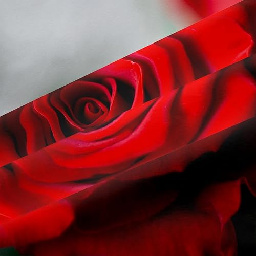 Miniatura 6 de Juego de edredón de rosas, romántico juego de ropa de cama tamaño King, edredón alternativo con estampado 3D rojo, juego de cama de microfibra