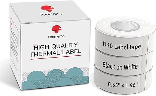 Phomemo D30 Labels Tape, for Phomemo D30 D35 Q30 Q31 Q32 Q30S Label Maker, 0.55”X1.96” (14X50mm) Print Master Labels Refill for Barcode Name Tag White, 130Pcs/Roll, 3Pack