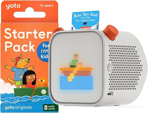 YOTO Player (3rd Gen.) + Starter Pack for Little Kids Bundle – Kids Bluetooth Audio Speaker, All-in-1 Screen-Free Device for Stories Music Podcasts Radio White Noise Thermometer Nightlight