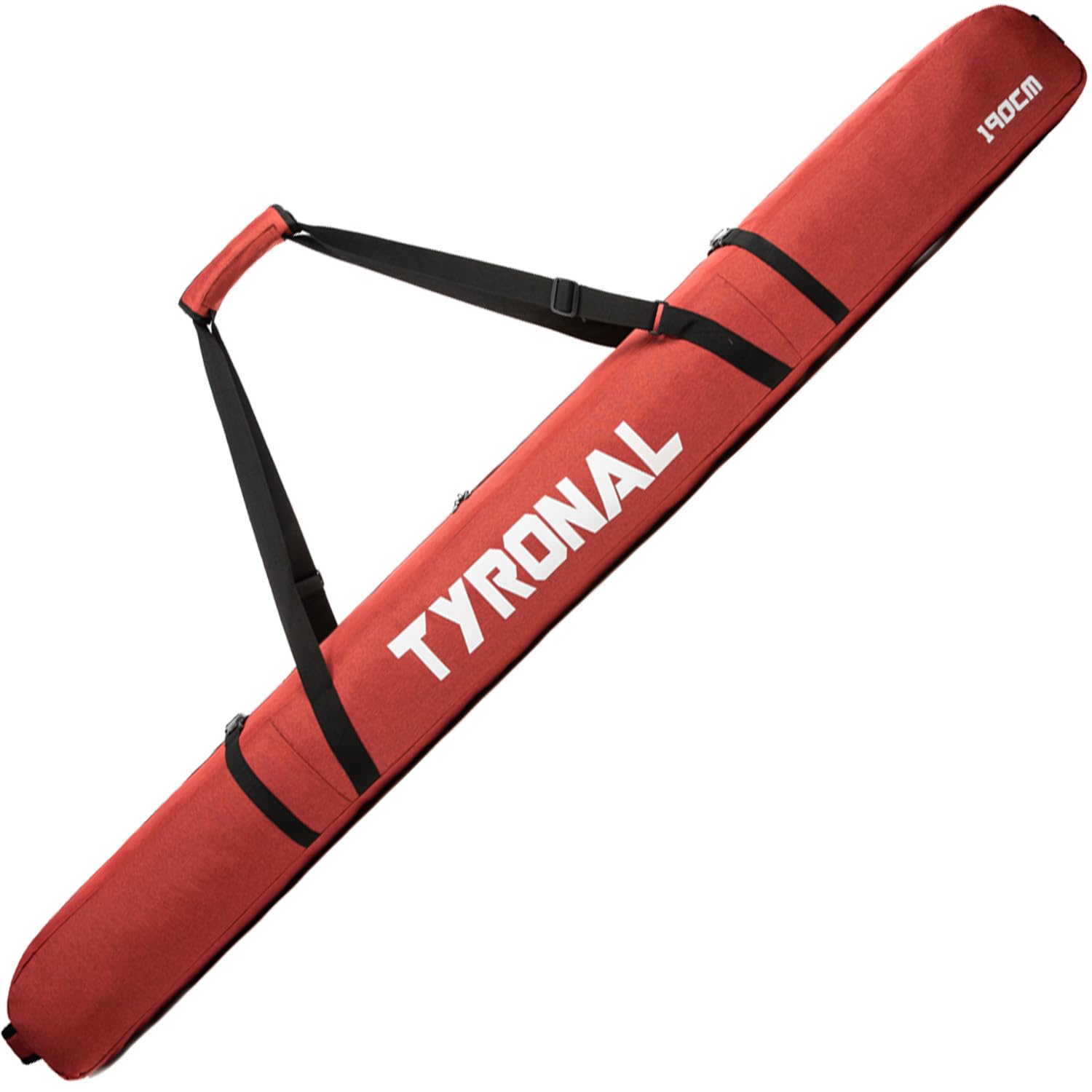 TYRONAL Ski Bag for Air Travel,Single Ski Carry Bag With Fully Padded Protection,Water-Resistant and Durable Fits Up From 175cm to 190cm Skis. (RED, 190CM)
