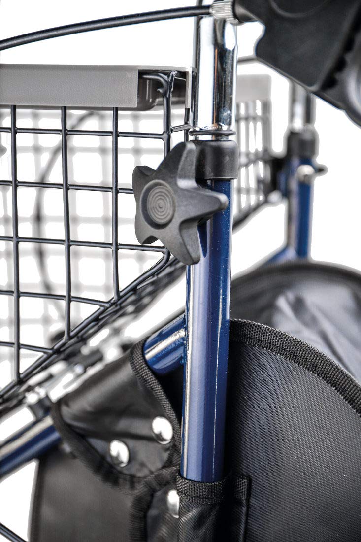 FabaCare Rollator Actimo Delta, 3-Rad-Rollator, Gehhilfe blau, Korb, Tablett, Feststellbremsen, Höhe verstellbar, Heimrollator mit 3 Rädern, bis 120 kg