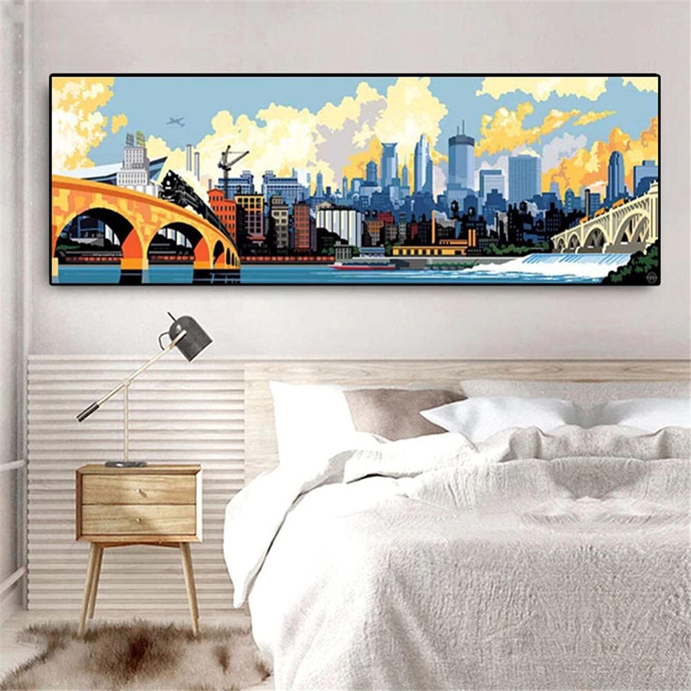 Zestaw do malowania diamentowego 5D "zrób to sam", duże obrazy do malowania, miasto, miasto, malarstwo diamentowe, zestaw do haftu krzyżykowego, 80 x 240 cm