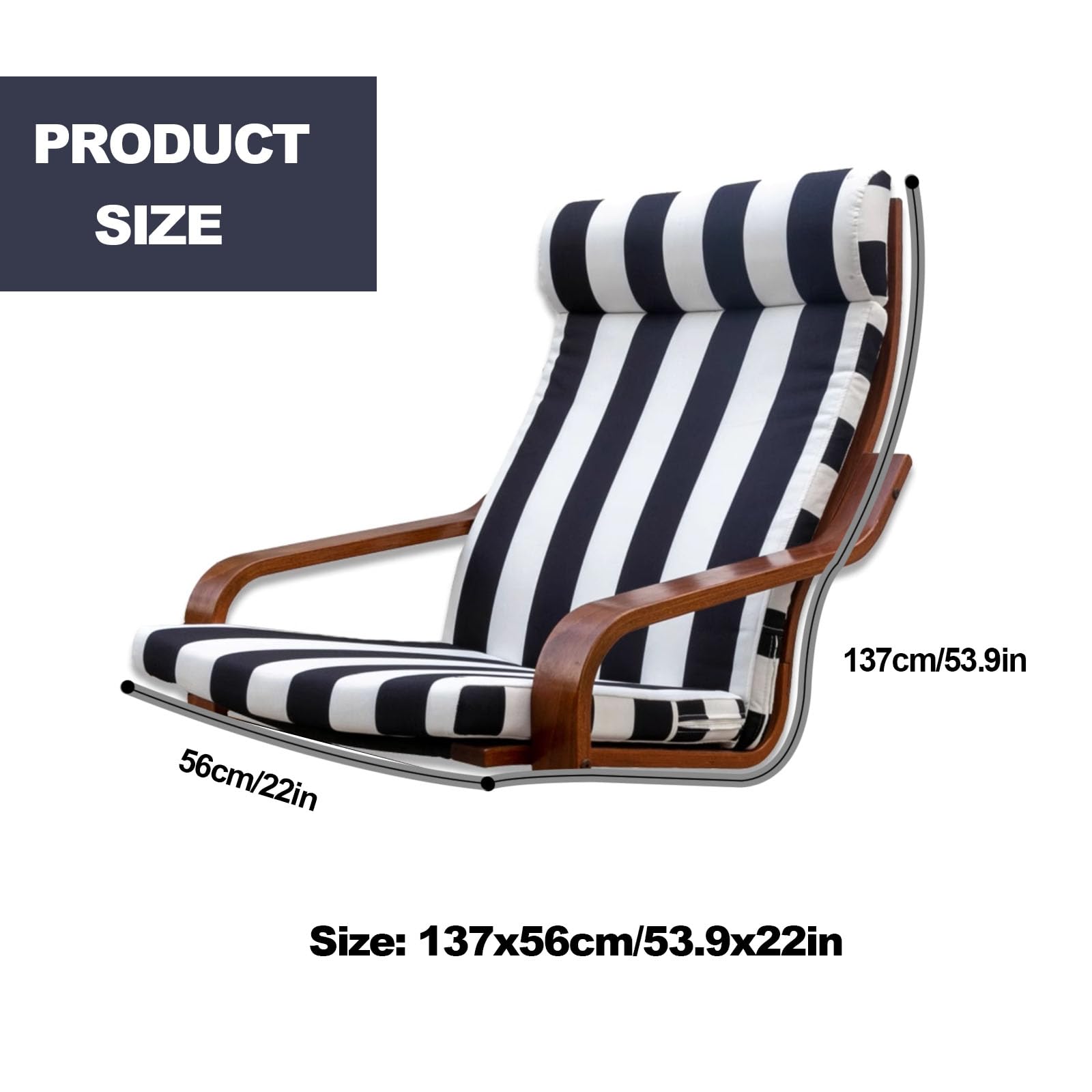 Cuscino per sedia Poang, moderno cuscino per poltrona con fodera sfoderabile, cuscino per poltrona multicolore, fodera per sedia in cotone e lino/poliestere,Beige