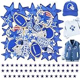 Football Iron On Cowboys Patches for Clothing: Meneng 94PCS Embroidered Sports Helmet Patch for Football Enthusiasts Team Fans DIY Accessories - Blue Star Stickers for Jackets Hoodies Backpacks Hats
