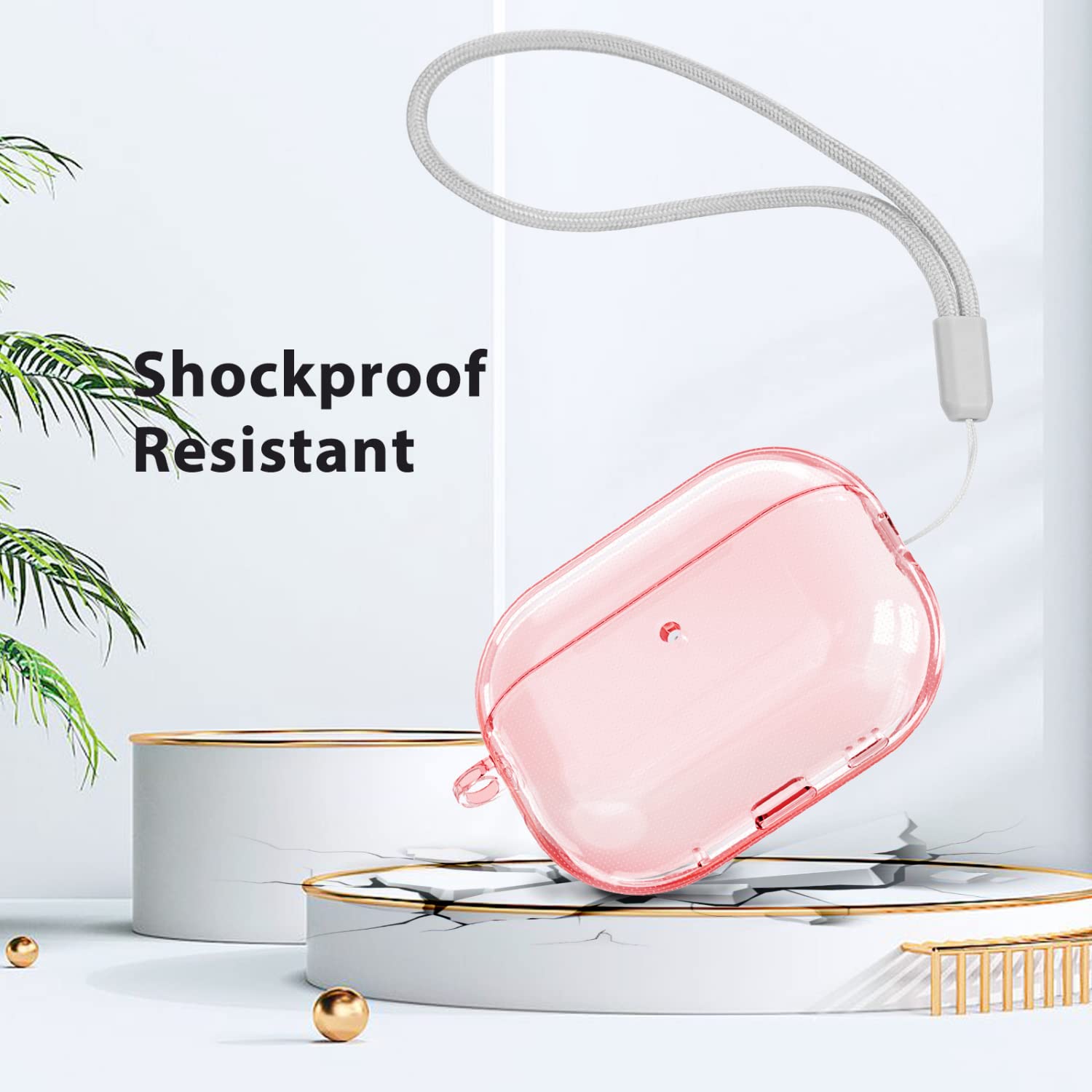 Airpod Pro 2nd PERSONALLY YOURZ Case Cover Compatible with Airpod Pro 2 (2022) Transparent Airpod Pro 2nd Generation Case with Carabiner & Nylon String-Support Wireless Charging (PEACH) - Image 3