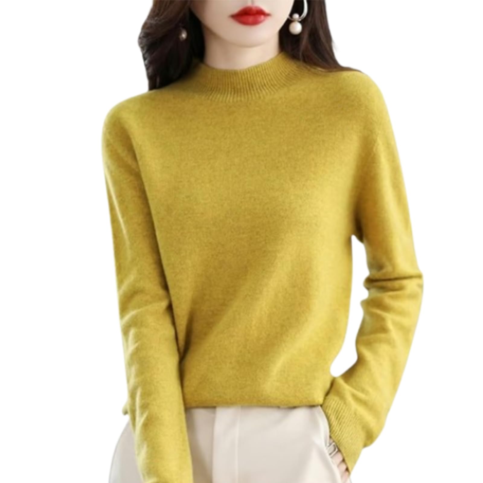 Jeeeun Cashmere Sweaters for Women, 2024 New Cashmere Long Sleeve Soft Pullover Sweater