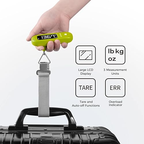 Miniatura 3 de pack all Báscula de equipaje de 110 libras, báscula digital de equipaje de mano, báscula de peso para maleta de viaje con pantalla LCD, batería