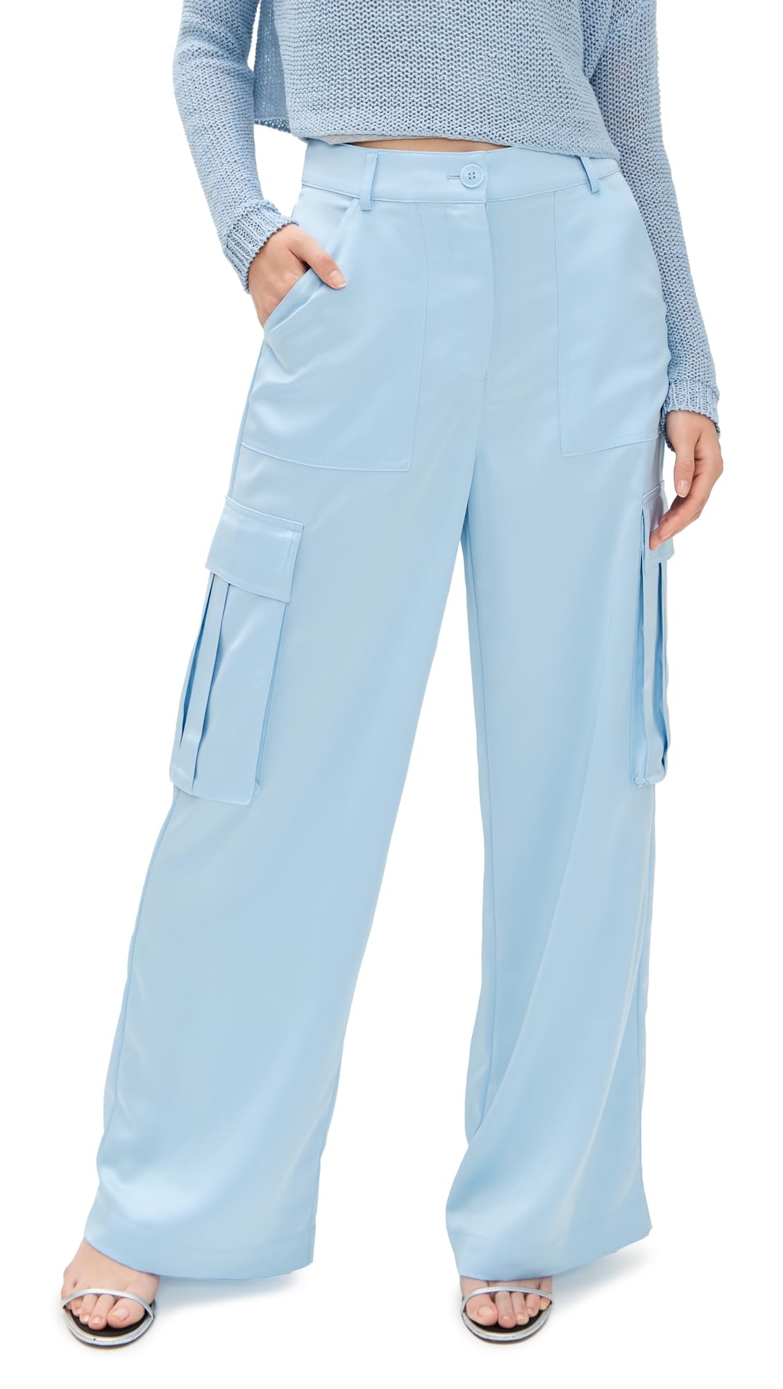 Susana Monaco Womens Satin Cargo Pants 32