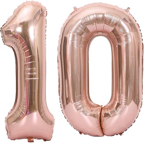 Tellpet Globos de oro rosa con el número 20, decoración de fiesta de cumpleaños número 20, letrero de globo para niñas, 40 pulgadas