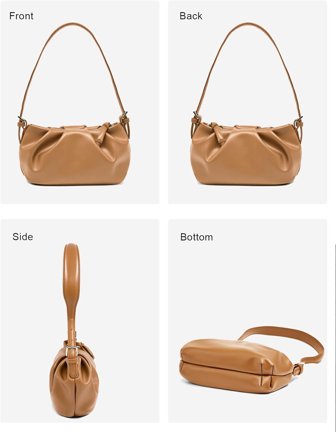 Genuine Leather Shoulder Bag for Women Womens Crossbody Bag Small Ruched Purse - Image 6