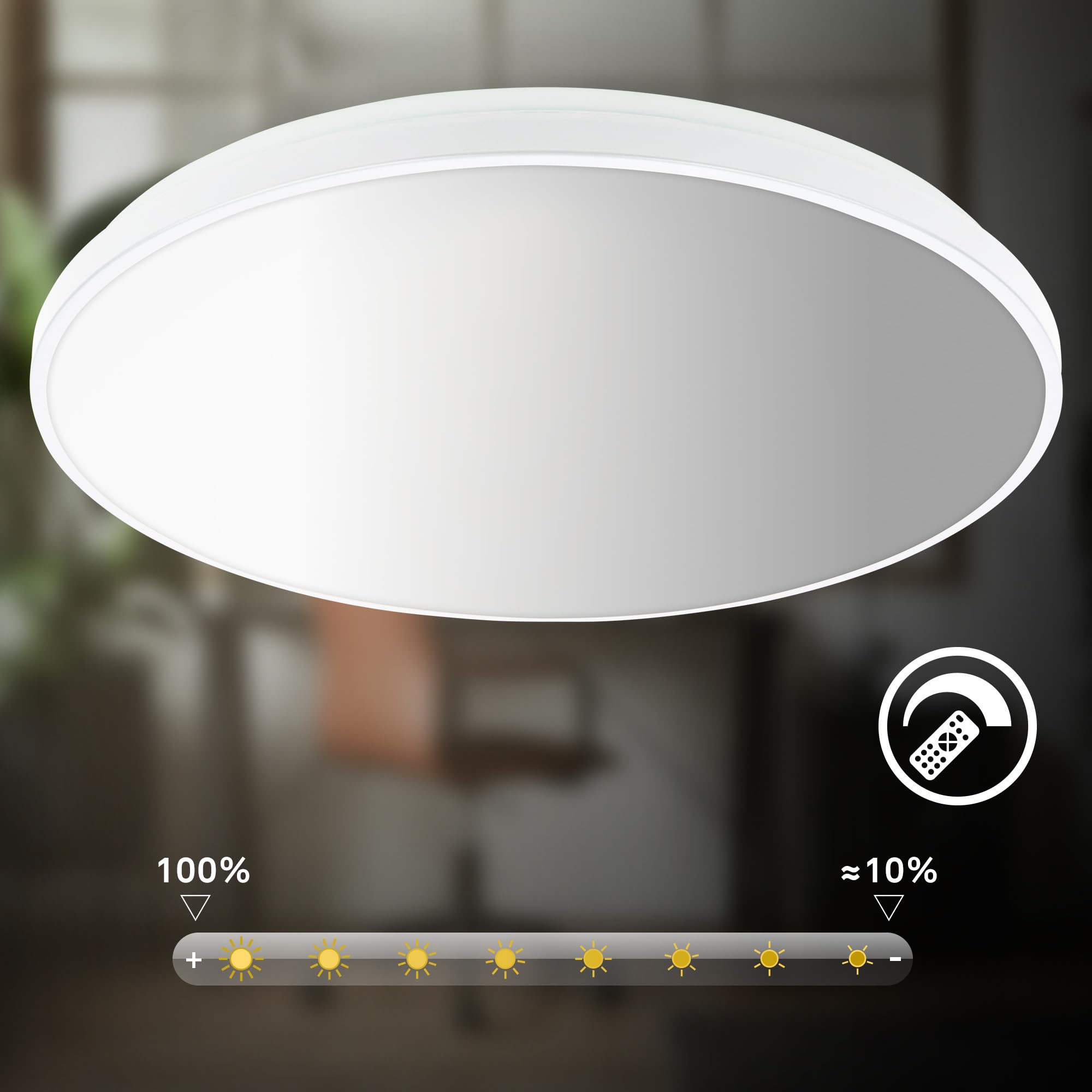 BRILONER - Lampa sufitowa LED CCT opal z dekoracyjną ramką, 44 W i 5300 lm, płynnie ściemniana pilotem, barwa światła 2200–4000 K, funkcja pamięci i tryb nocny, 48 x 6,5 cm, biały