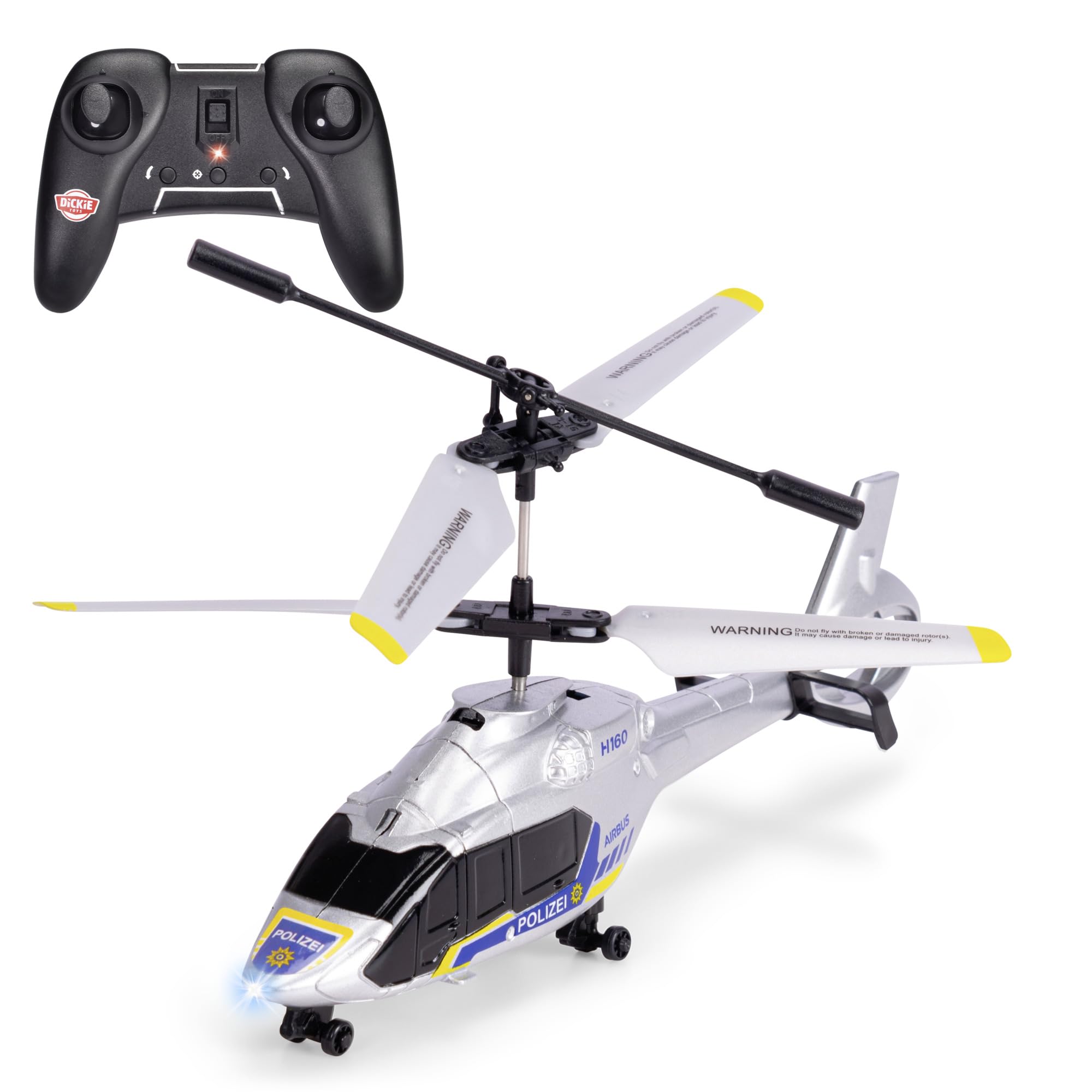 Dickie Toys - Hélicoptère de Police RC Airbus H160 (21 cm) - Hélicoptère télécommandé à partir de 8 Ans avec stabilisateur de vol et lumière, Jouet pour Enfants, avec télécommande et Piles