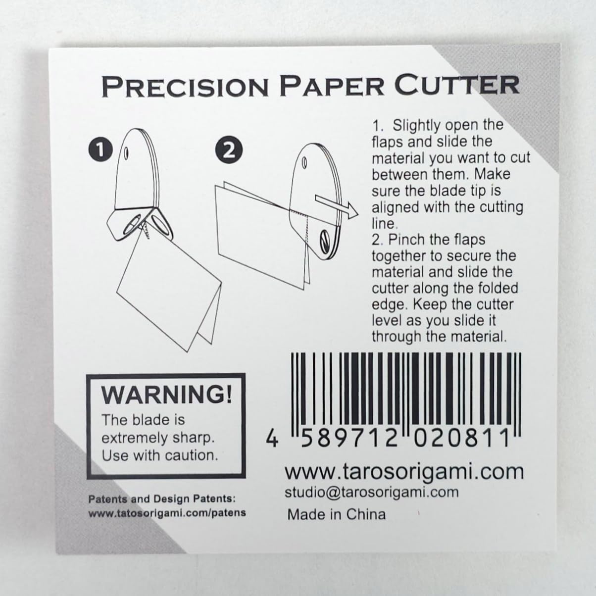 Taro's Origami Studio Precision Paper Cutter - Portable Mini Paper Trimmer with Keychain, Ideal for Origami Artists, Envelope Opening and Box Cutting