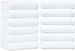 Amazon Basics Soft and Thick Cotton Hand Towels, 16 x 26 in, White, 12-Pack