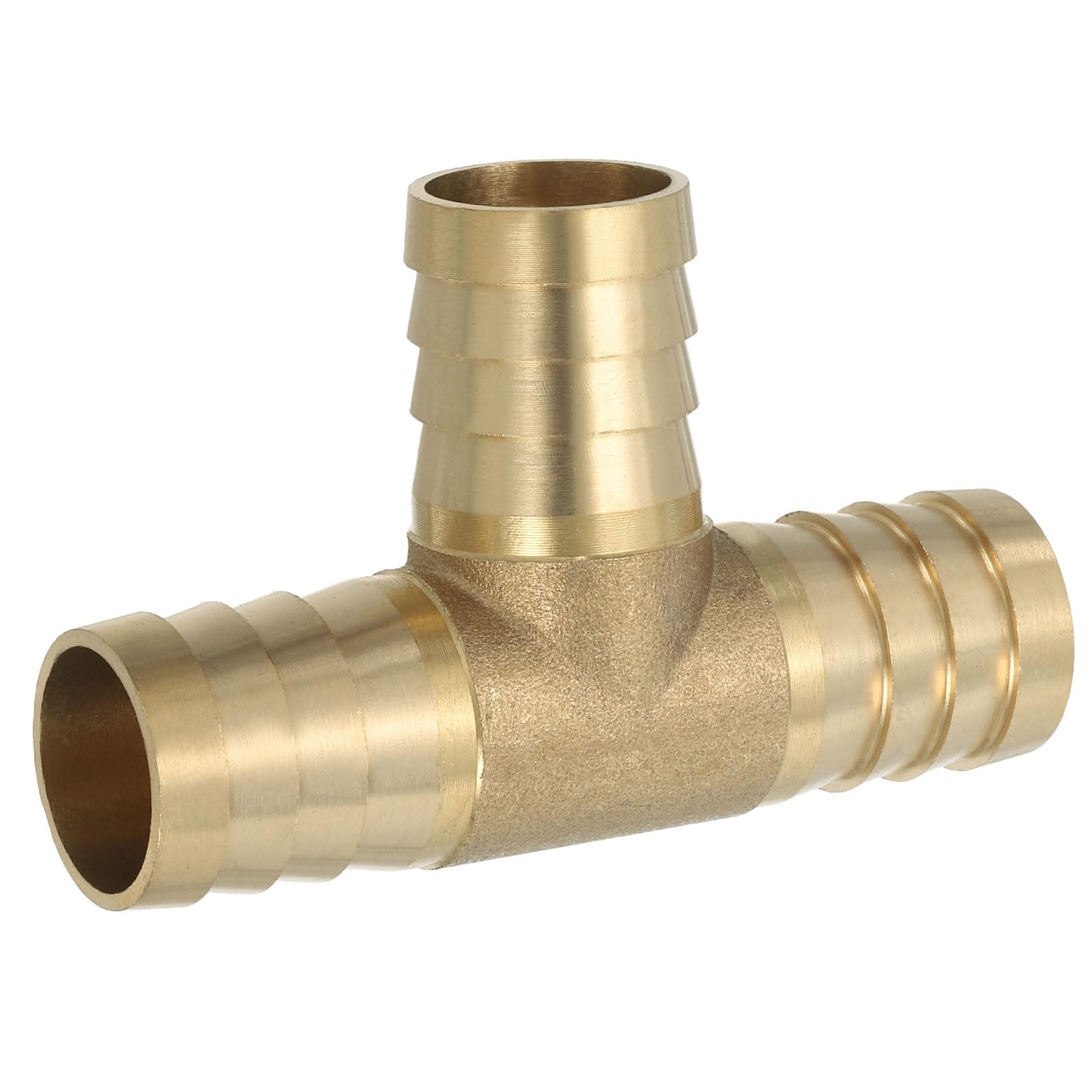 PATIKIL 1/2" Brass Tee Hose Barb Fitting, 3 Ways Union Intersection T Shape Barbed Split for Air Water Fuel Gas Liquid, Golden — view 15